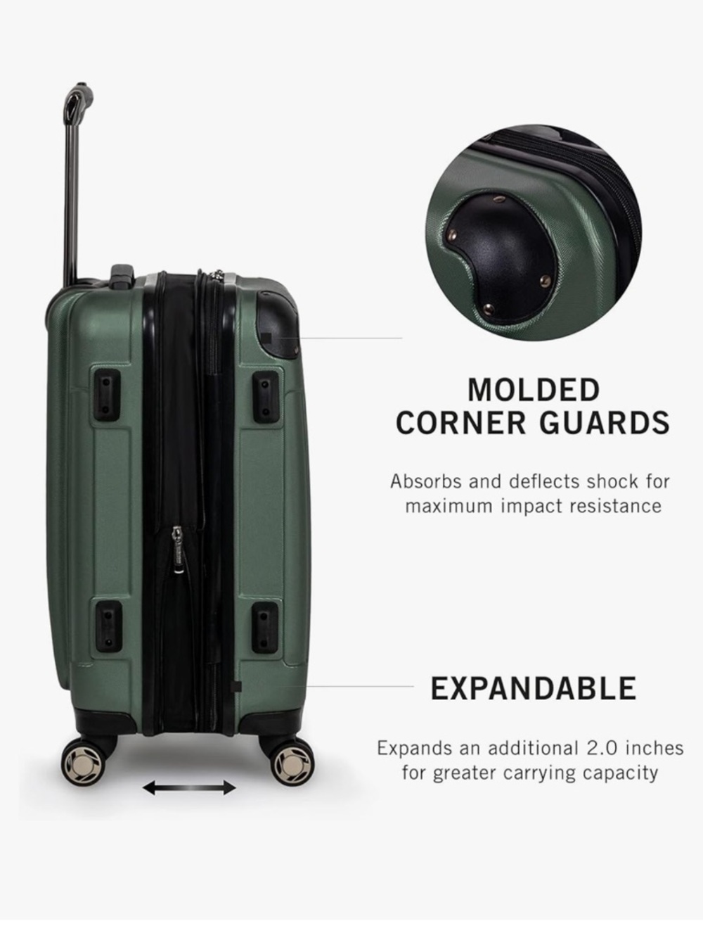 Kenneth Cole REACTION Renegade Luggage Exp. Spinner Hardside Suitcase carry on - Picture 5 of 16